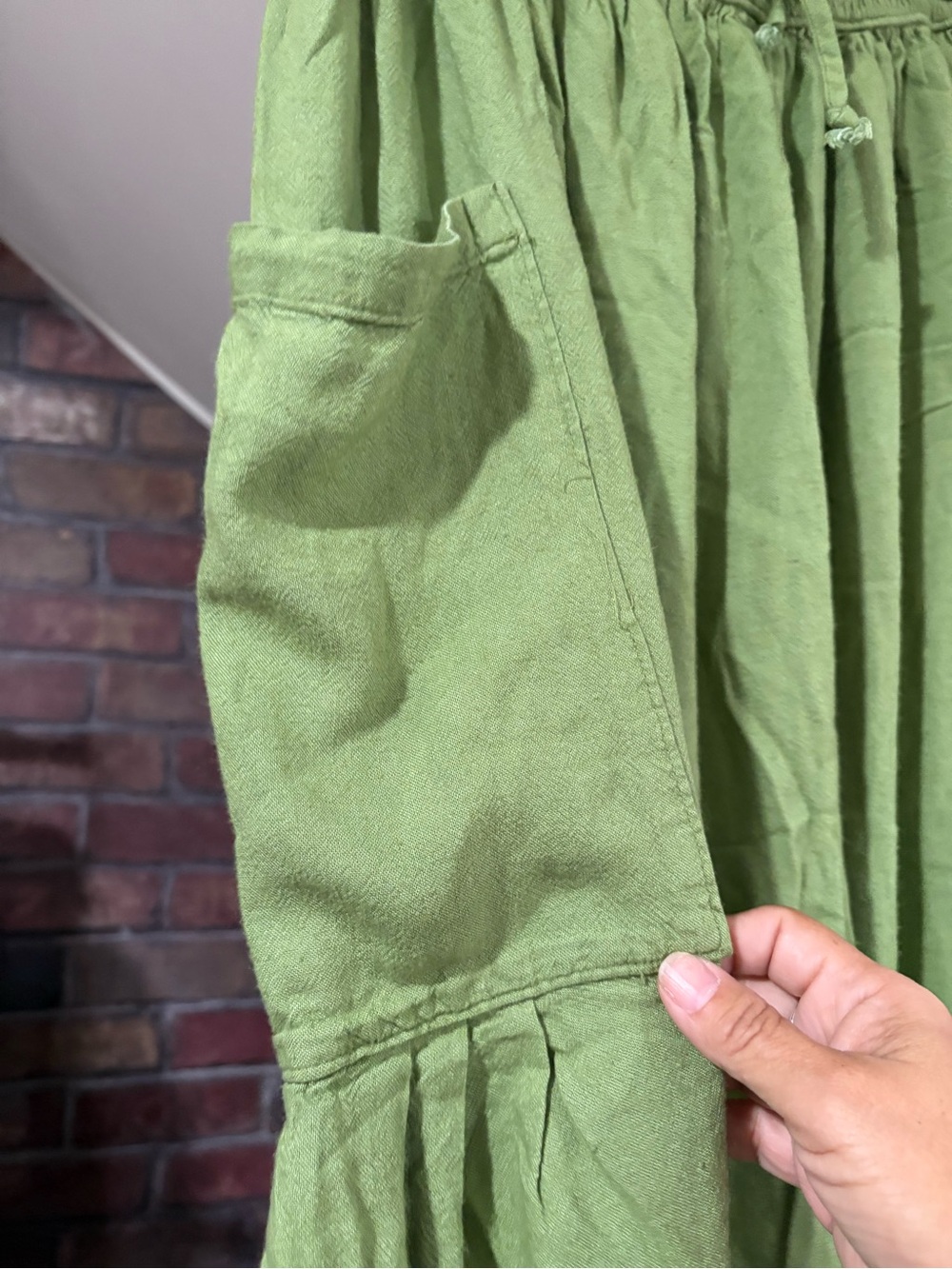 Free People Lime Green Wide Leg Cropped Drawstring Pants - Picture 7 of 10